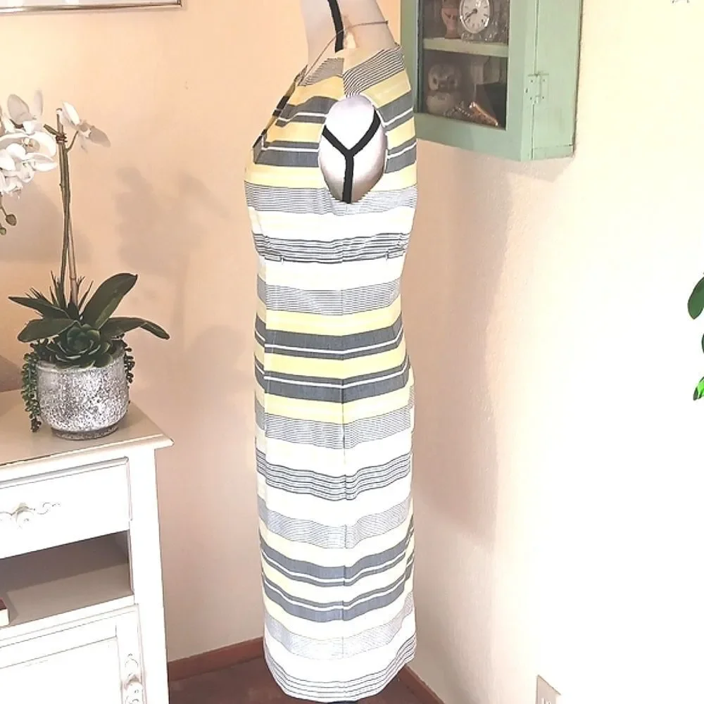 Calvin Klein Yellow and Black Striped Dress. Career. Normcore. Preppy.